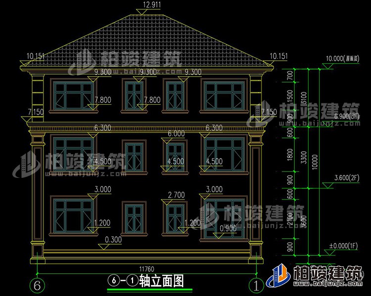 背立面图